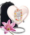 Light Pink Cremation Memorial Urn – Pink Floral Tribute with Quote Urn For Mom