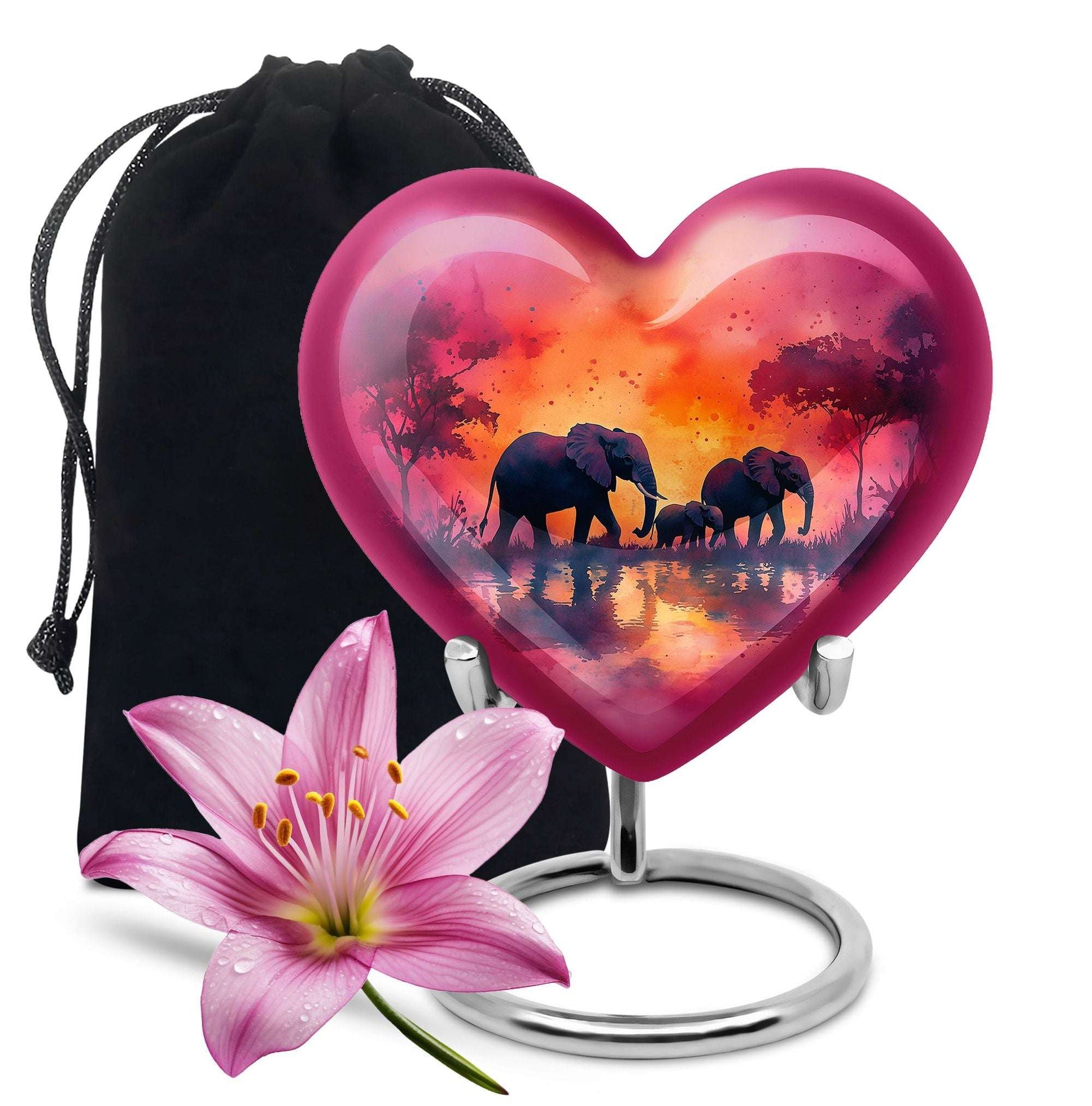 Elephant Family Urn for Ashes – Pink Funeral Urn For Mom Ashes