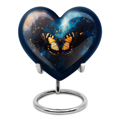 Blue Treasured Butterfly Cremation Urns for Human Ashes - 10-inch, 200 cu in - Yatskia
