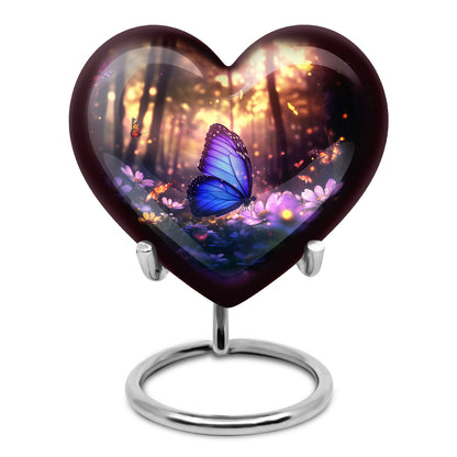 Graceful Black Butterfly Reflection Urn for Human Ashes - 10-inch, 200 cu in - Yatskia