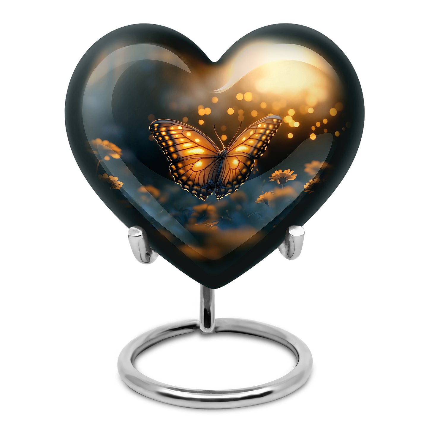 Black Butterfly Honor Cremation Urns for Human Ashes - 10-inch, 200 cu in - Yatskia