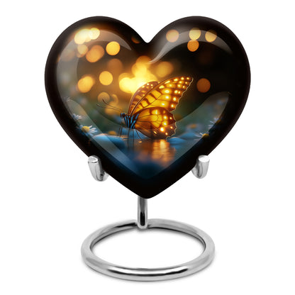Personalized Black Heavenly Butterfly Cremation Urns for Human Ashes - 10-inch, 200 cu in - Yatskia