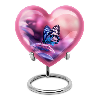 Pink Butterfly Comfort Cremation Urns for Human Ashes - 10-inch, 200 cu in - Yatskia
