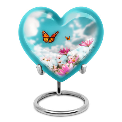 Dignified Teal Butterfly Cremation Urn for Ashes - 10-inch, 200 cu in - Yatskia