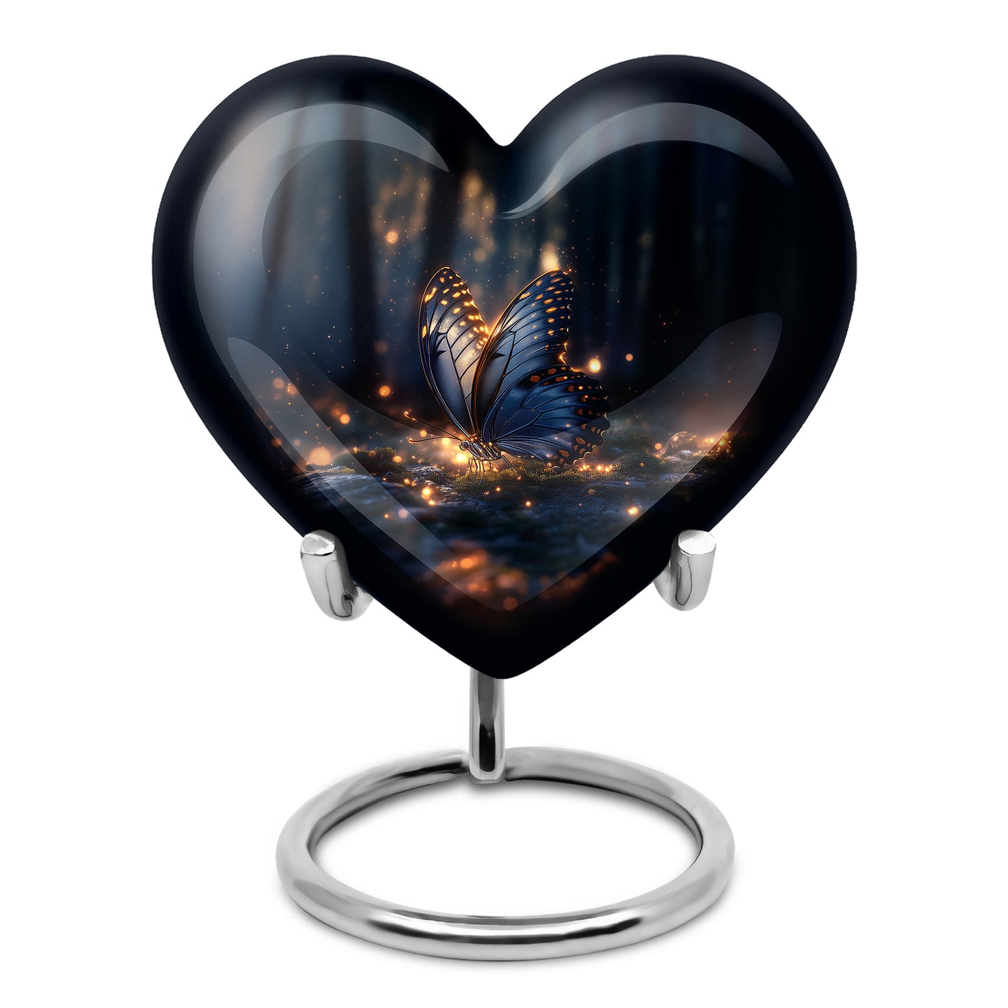 Personalized Butterfly Cremation Urns - Wondrous Black 10-inch, 200 cu in - Yatskia