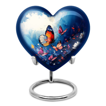 Blue Butterfly Cremation Urns - Enduring Treasure 10-inch, 200 cu in - Yatskia