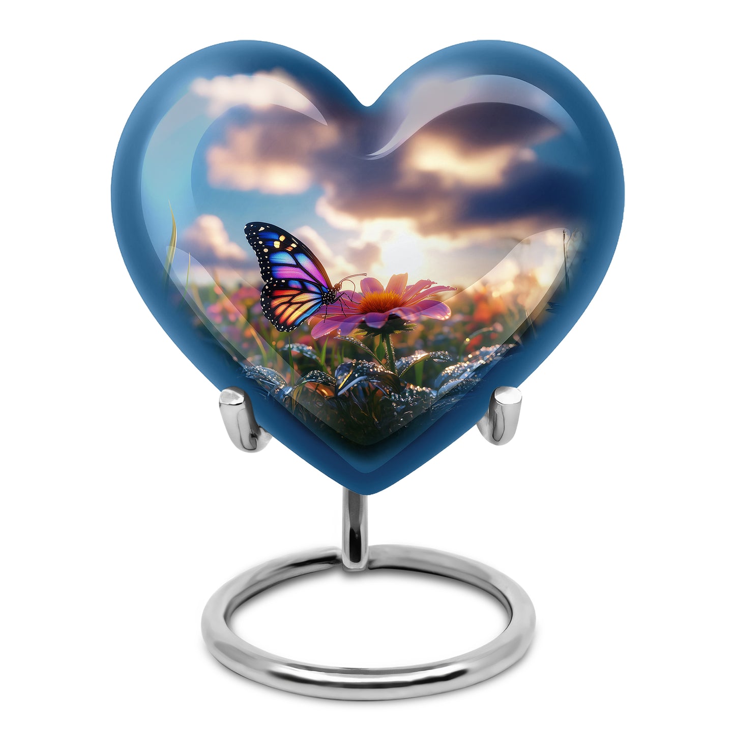 Blue Butterfly Heritage Cremation Urns for Human Ashes - 10-inch, 200 cu in - Yatskia
