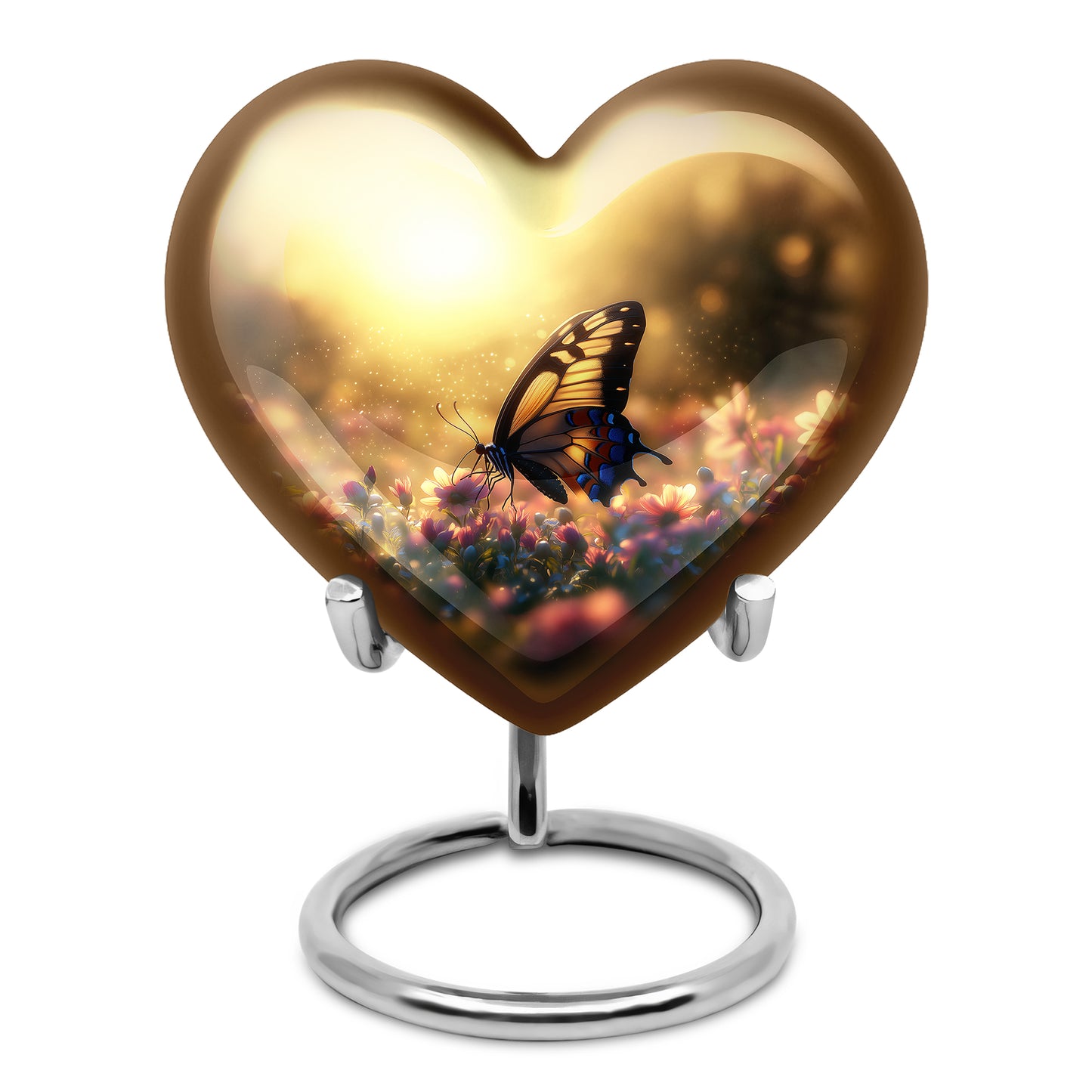 Illustrious Butterfly Memorial Cremation Urns - Gold 10-inch, 200 cu in - Yatskia