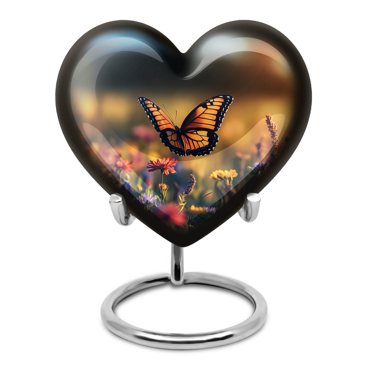 Blessed Butterfly Cremation Urns for Human Ashes - Black 10-inch - Yatskia