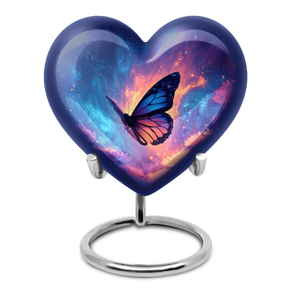 Inspiring Blue Butterfly Embrace Urn for Human Ashes - 10-inch, 200 cu in - Yatskia