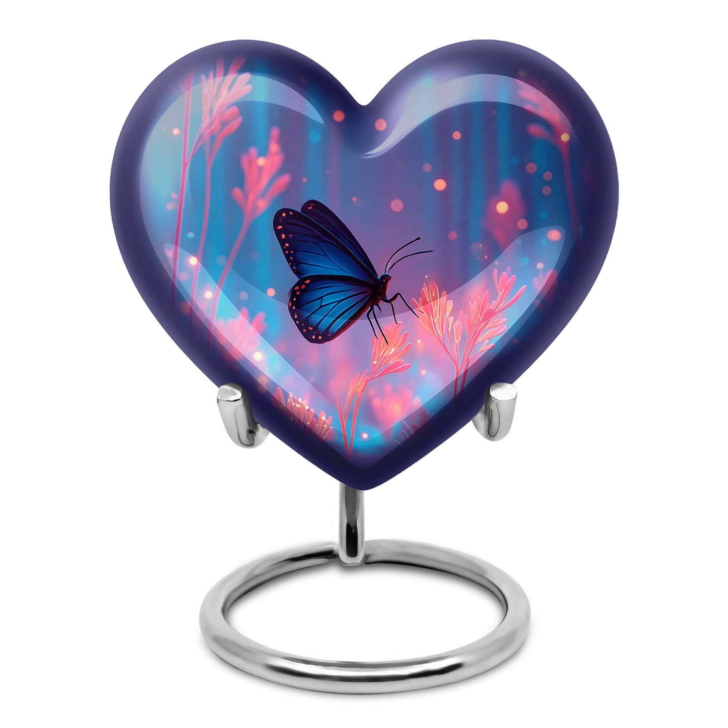 Personalized Blue Steadfast Butterfly Cremation Urns for Human Ashes - 10-inch, 200 cu in - Yatskia