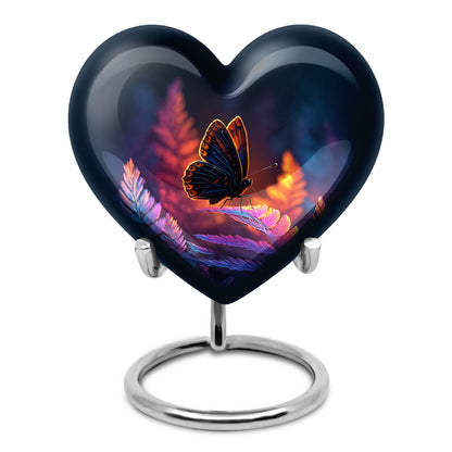 Blue Sacred Butterfly Cremation Urns for Human Ashes - 10-inch, 200 cu in - Yatskia