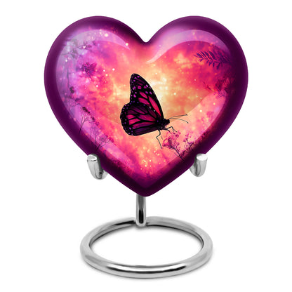 Personalized Elegant Butterfly Cremation Urns - Pink 10-inch, 200 cu in - Yatskia