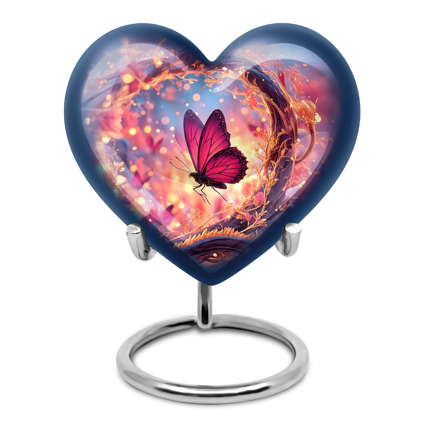 Blue Serene Butterfly Memorial Urn for Ashes - 10-inch, 200 cu in - Yatskia