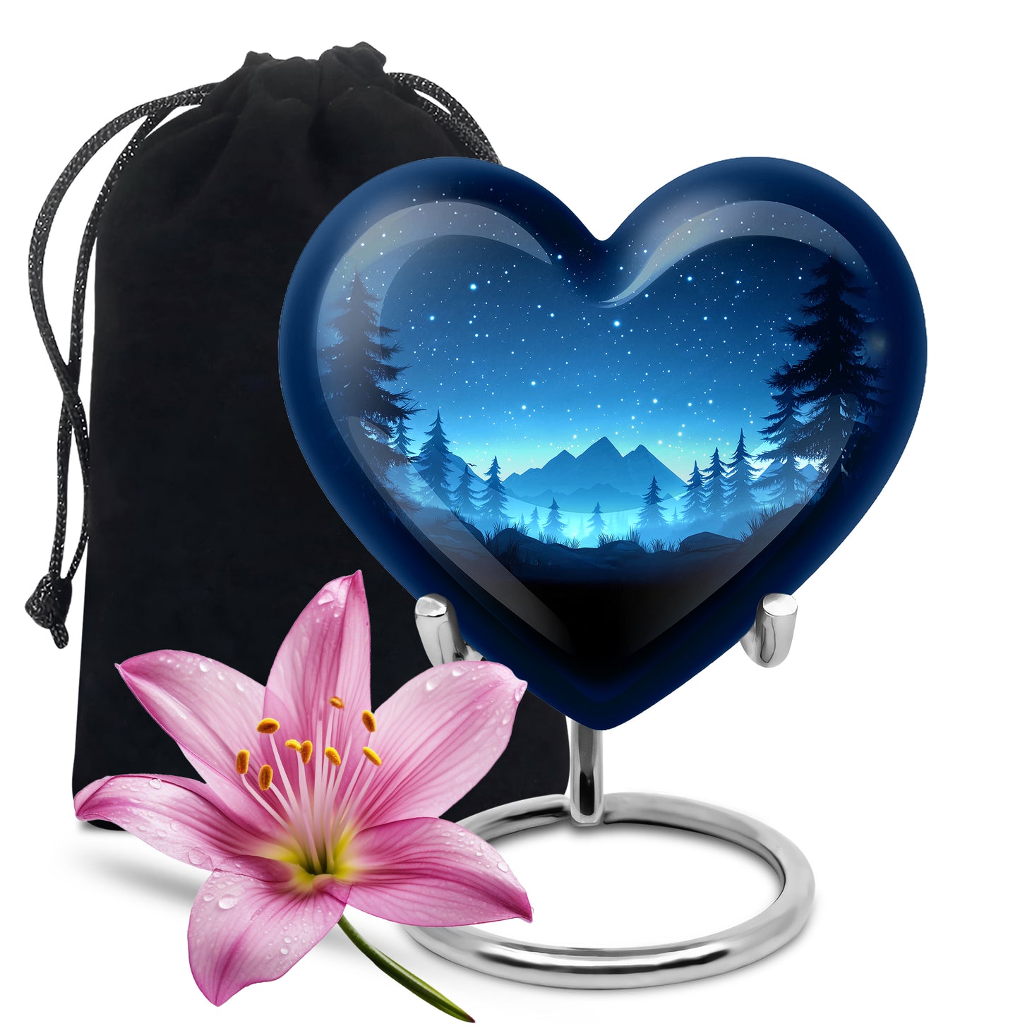 Soft Blue Blue Cremation Urn detail view - compassionate heart-blue combination with gentle curves - full-size 10 inch 200 cubic inch adult cremation urn