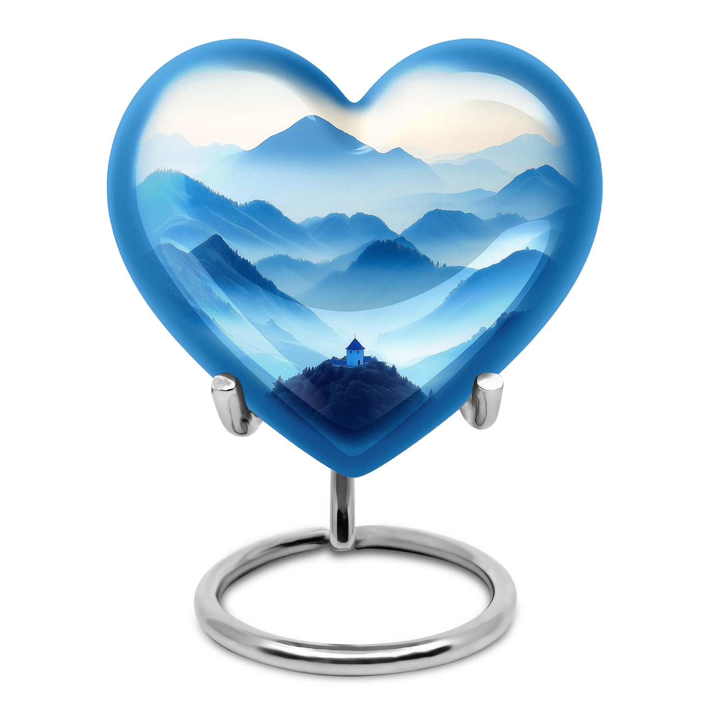 Silver Blue Comfort Cremation Urns for Human Ashes - 10-inch, 200 cu in - Yatskia