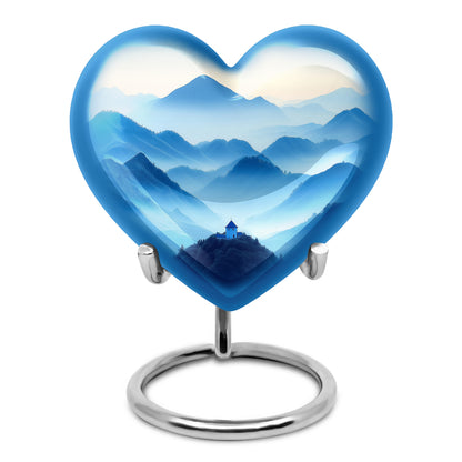 Silver Blue Comfort Cremation Urns for Human Ashes - 10-inch, 200 cu in - Yatskia
