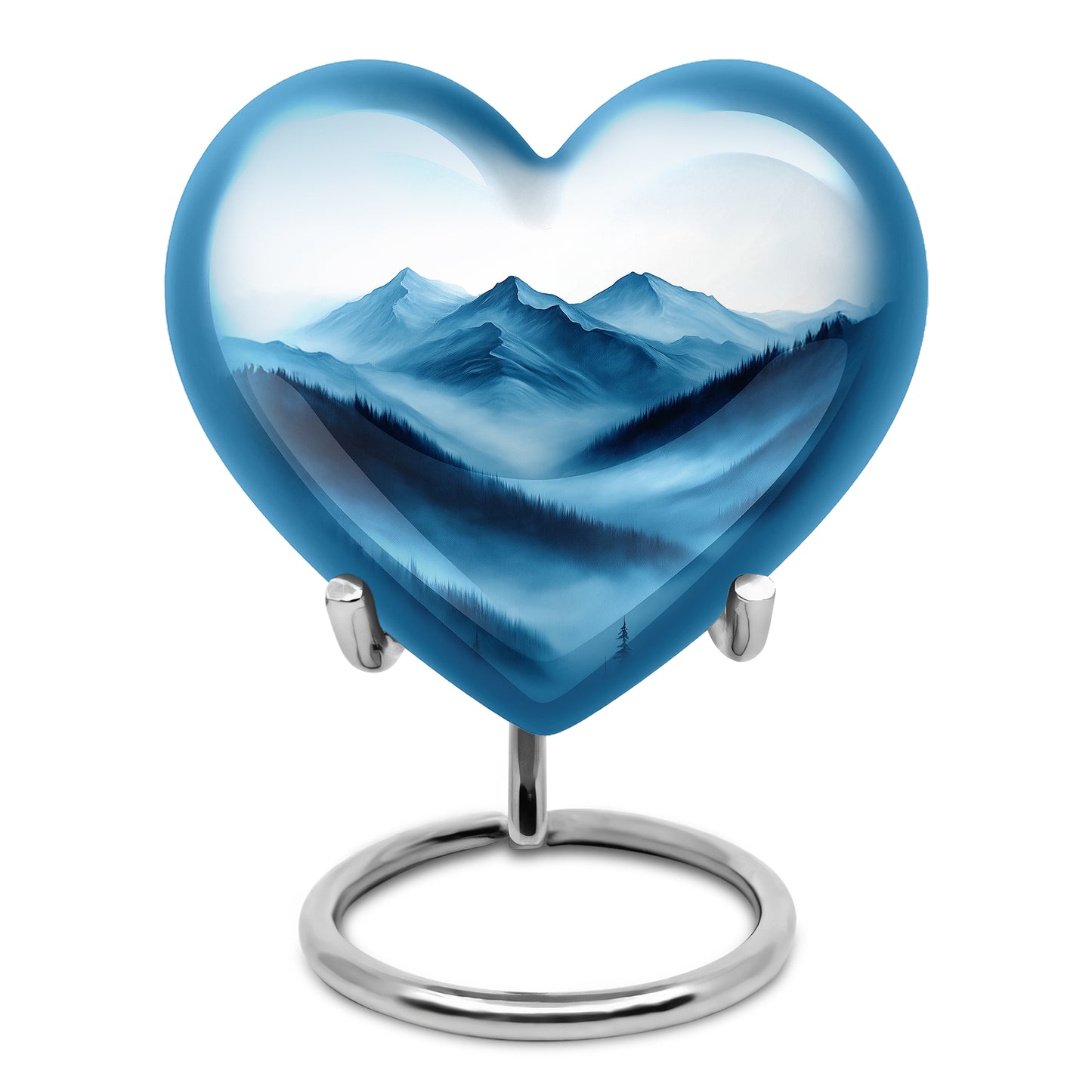 Ethereal Blue Memorial Cremation Urns - Silver 10-inch, 200 cu in - Yatskia