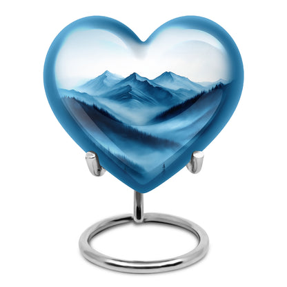 Ethereal Blue Memorial Cremation Urns - Silver 10-inch, 200 cu in - Yatskia