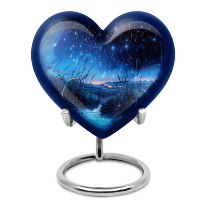 Personalized Black Cherished Blue Cremation Urns for Human Ashes - 10-inch, 200 cu in - Yatskia