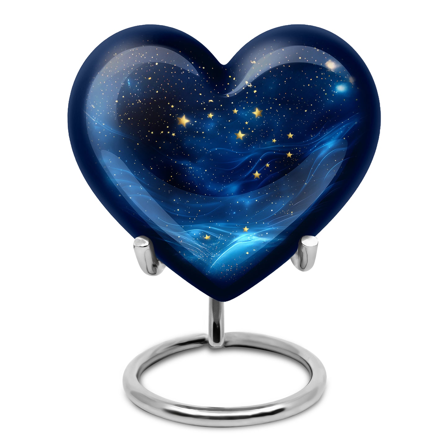 Personalized Refined Blue Cremation Urns - Black 10-inch, 200 cu in - Yatskia