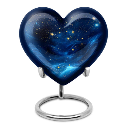 Personalized Refined Blue Cremation Urns - Black 10-inch, 200 cu in - Yatskia