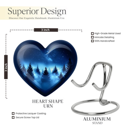 Sky Blue Blue Cremation Urn front view showing detailed design - loving heart memorial featuring blue pattern - mini keepsake memorial for portion of cremation ashes