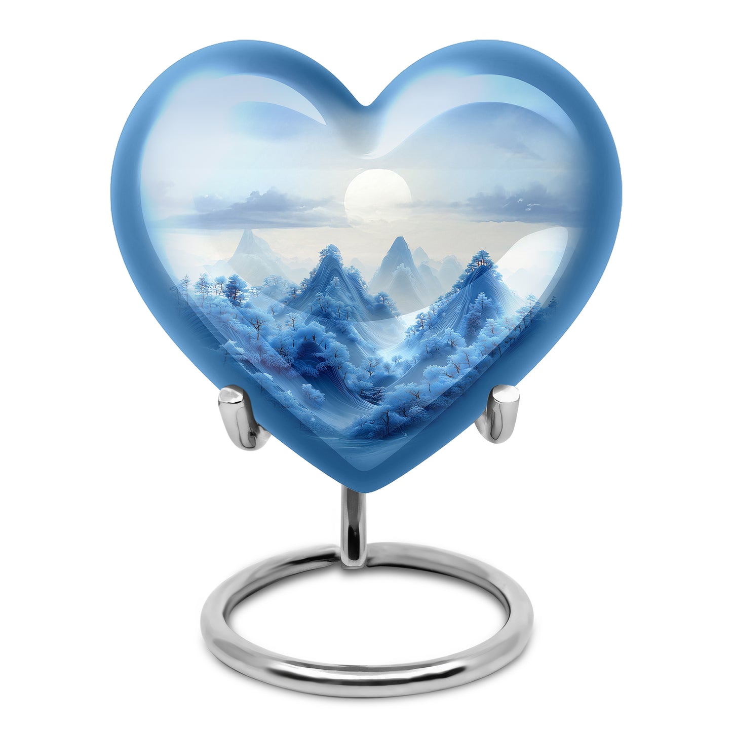 Sublime Blue Cremation Urns for Human Ashes - Silver 10-inch - Yatskia