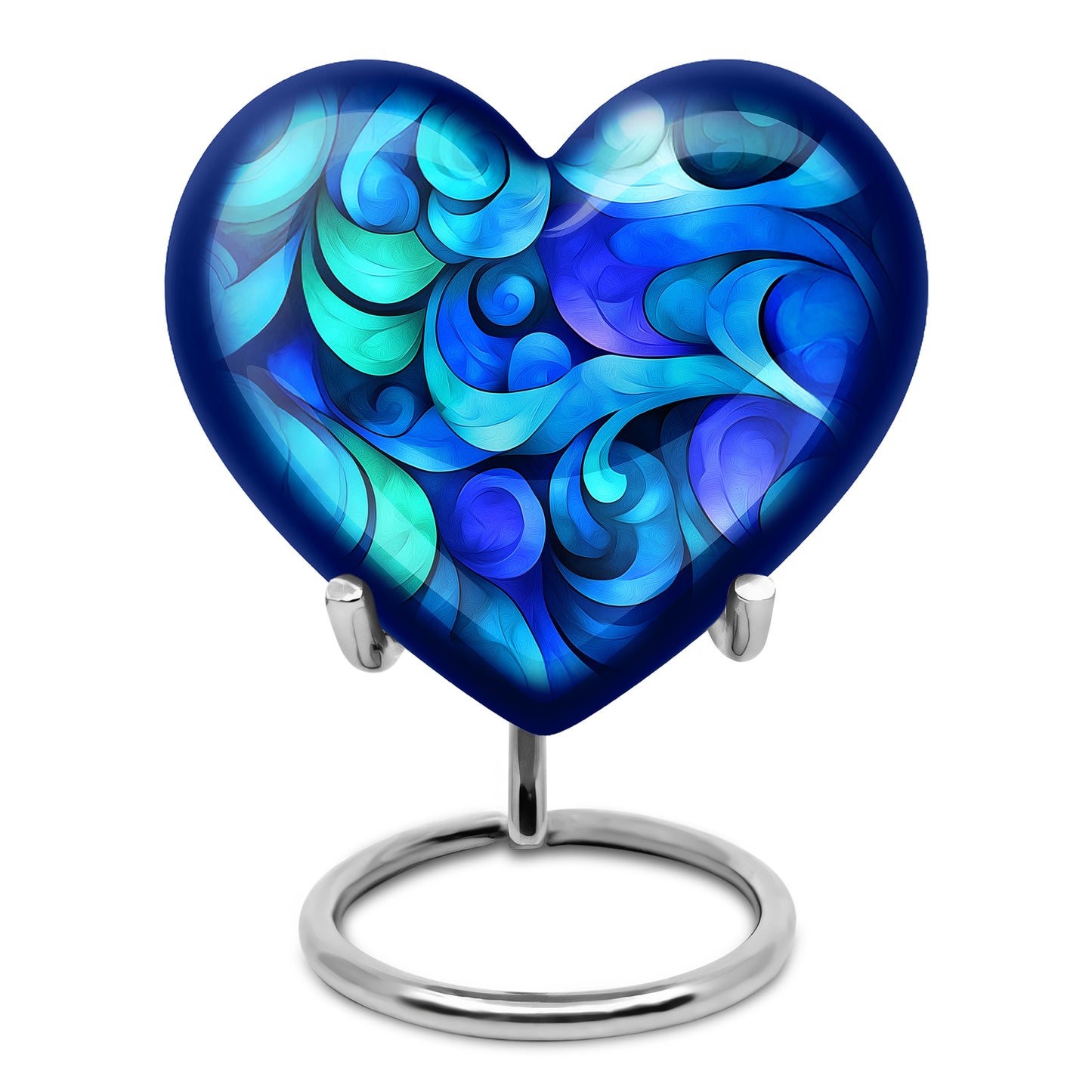 Dignified Blue Blue Cremation Urn for Ashes - 10-inch, 200 cu in - Yatskia
