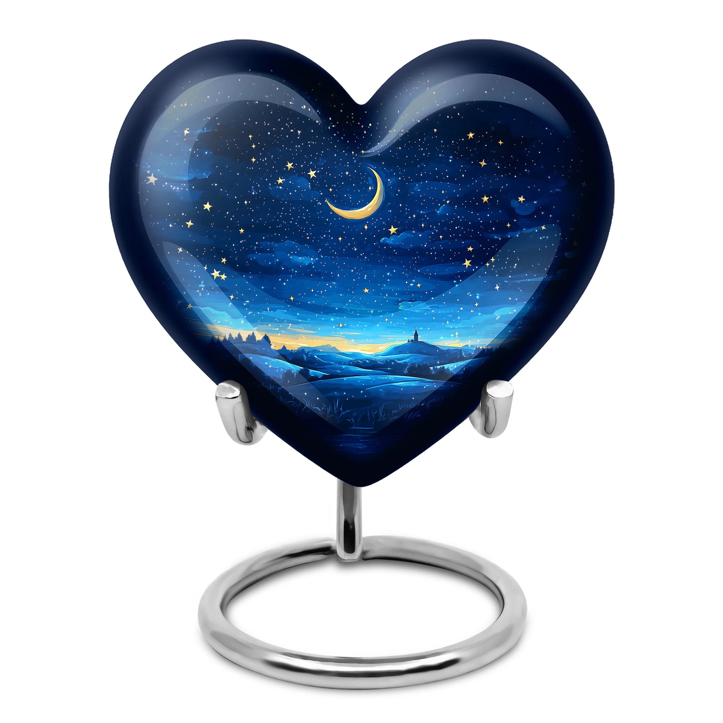 Dignified Blue Blue Cremation Urn for Ashes - 10-inch, 200 cu in - Yatskia