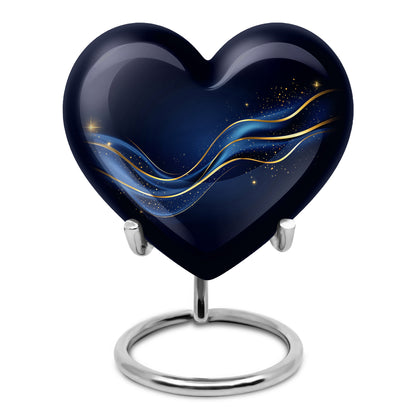 Timeless Black Blue Cremation Urn for Ashes - 10-inch, 200 cu in - Yatskia