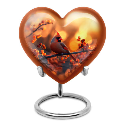 Gold Cardinal Embrace Cremation Urns for Human Ashes - 10-inch, 200 cu in - Yatskia