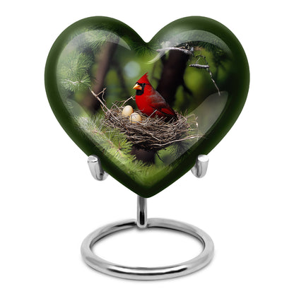 Green Cardinal Cremation Urns - Imperial Celebration 10-inch, 200 cu in - Yatskia