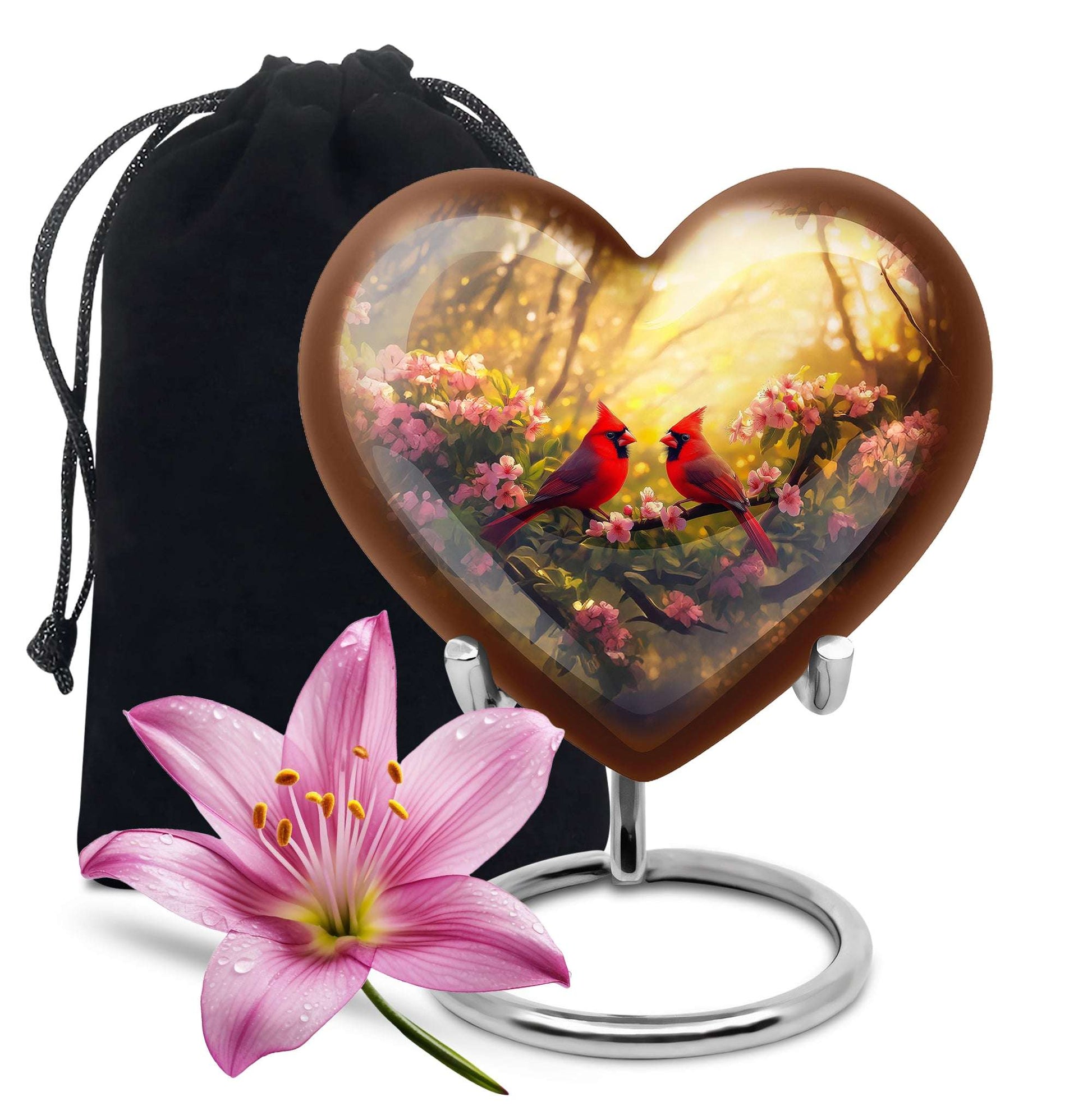 Red Cardinal Bird Cremation Urn – Peaceful Nature Urns For Ashes Large
