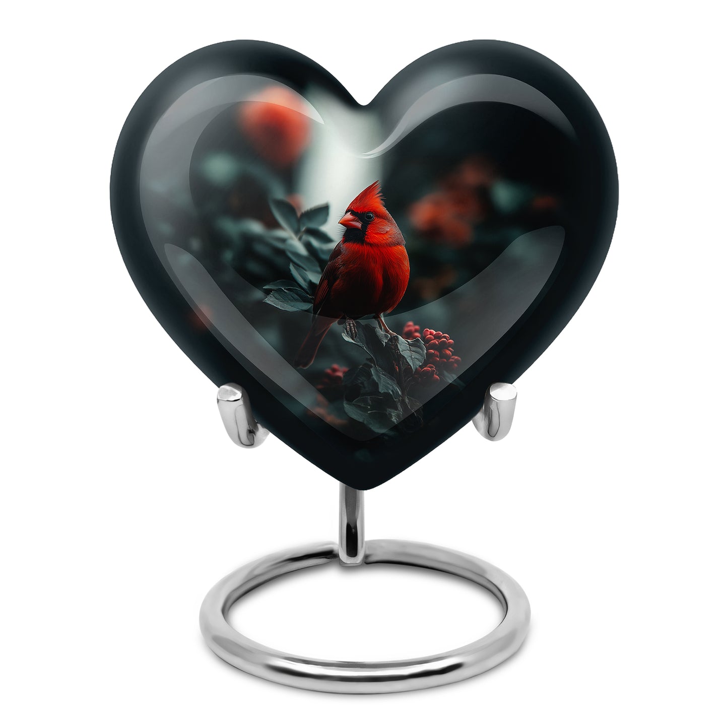 Black Breathtaking Cardinal Memorial Urn for Ashes - 10-inch, 200 cu in - Yatskia