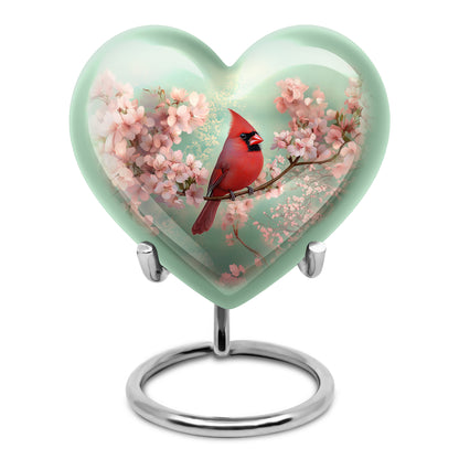 Green Cardinal Cremation Urns - Glorious Keepsake 10-inch, 200 cu in - Yatskia