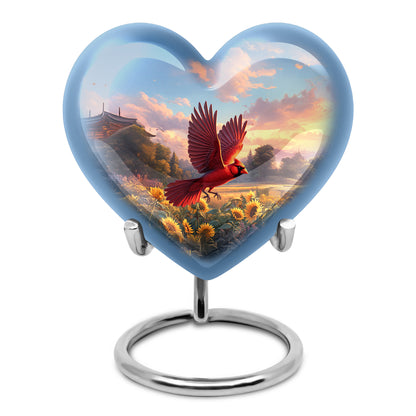 Blue Cardinal Memorial Cremation Urns for Human Ashes - 10-inch, 200 cu in - Yatskia