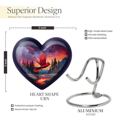 Pastel Blue Cardinal Cremation Urn front view showing detailed design - heart-shaped cardinal design symbolizing eternal love - mini keepsake memorial for portion of cremation ashes