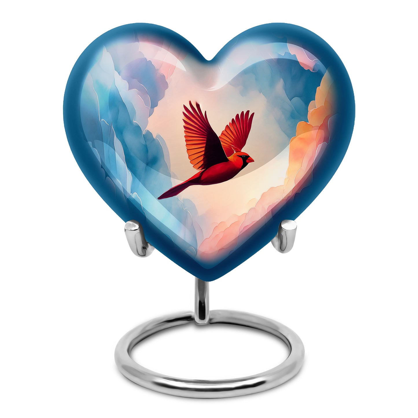 Blue Cardinal Cremation Urns - Enduring Farewell 10-inch, 200 cu in - Yatskia