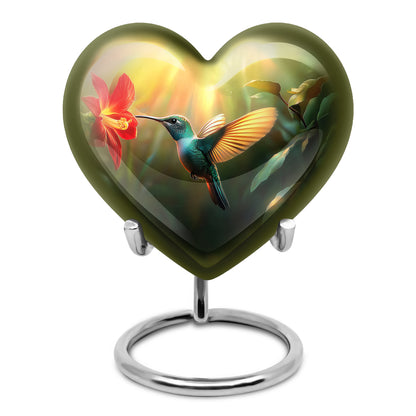 Personalized Hummingbird Cremation Urns - Pristine Gold 10-inch, 200 cu in - Yatskia