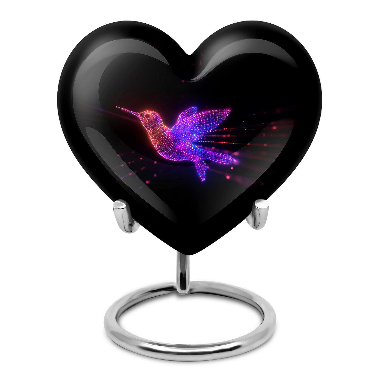 Black Serene Hummingbird Memorial Urn for Ashes - 10-inch, 200 cu in - Yatskia