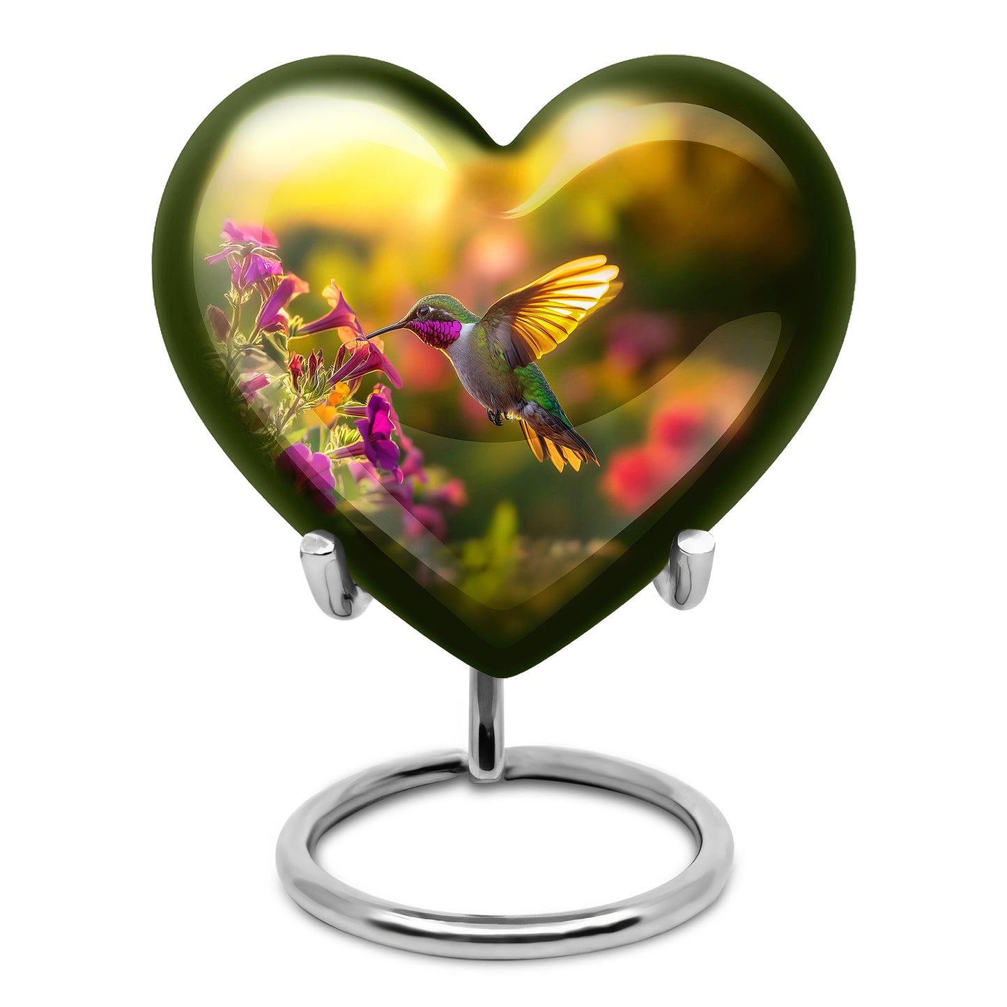 Distinguished Gold Hummingbird Cremation Urn for Ashes - 10-inch, 200 cu in - Yatskia