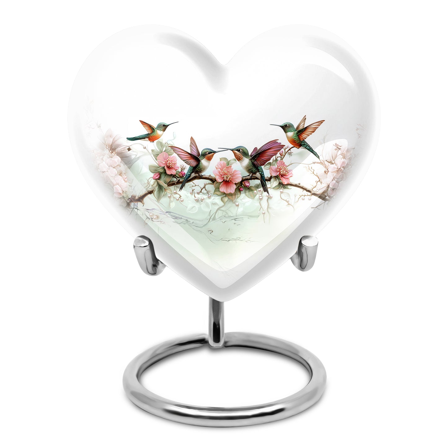 Personalized Hummingbird Cremation Urns - Wondrous Silver 10-inch, 200 cu in - Yatskia
