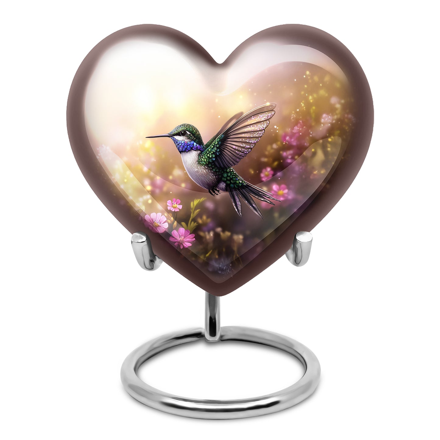 Gold Hummingbird Tribute Cremation Urns for Human Ashes - 10-inch, 200 cu in - Yatskia