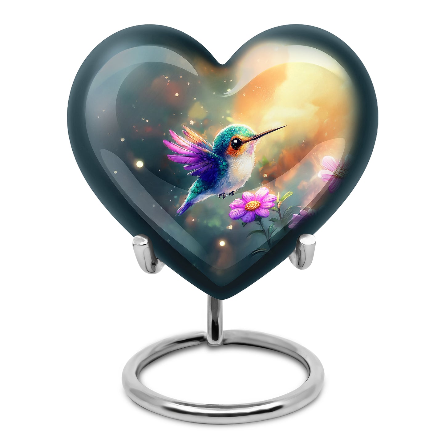 Personalized Refined Hummingbird Cremation Urns - Teal 10-inch, 200 cu in - Yatskia