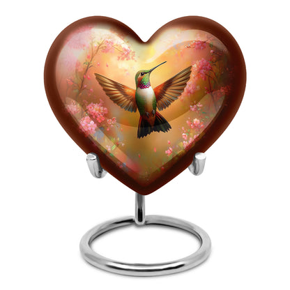 Gold Exquisite Hummingbird Memorial Urn for Ashes - 10-inch, 200 cu in - Yatskia