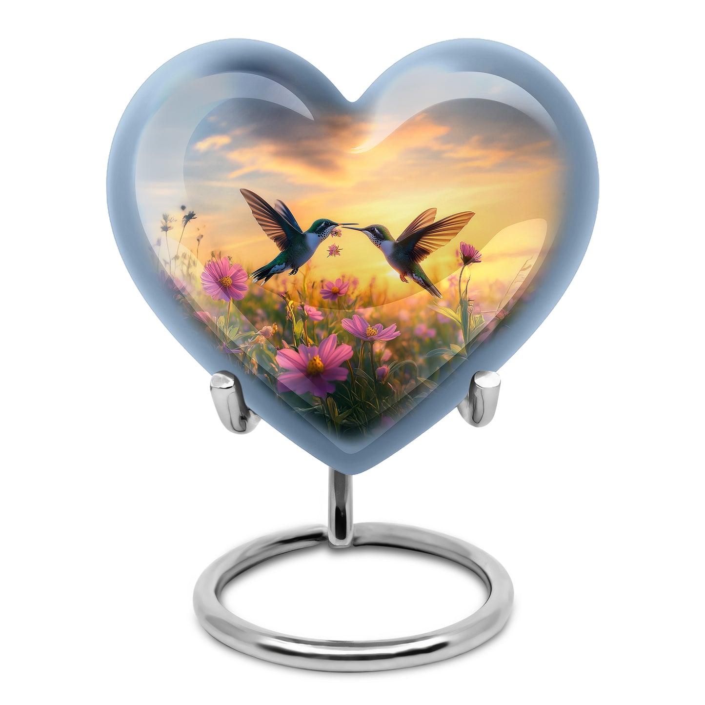 Personalized Elegant Hummingbird Cremation Urns - Blue 10-inch, 200 cu in - Yatskia