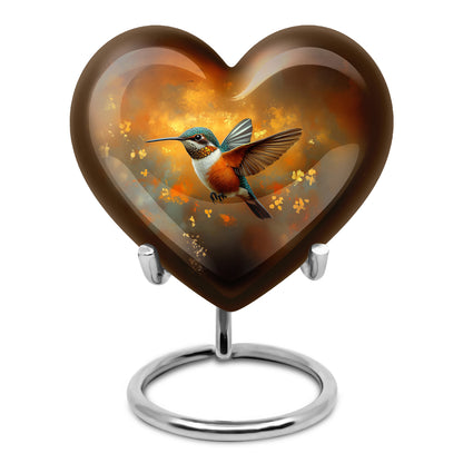 Personalized Seraphic Hummingbird Cremation Urns - Gold 10-inch, 200 cu in - Yatskia