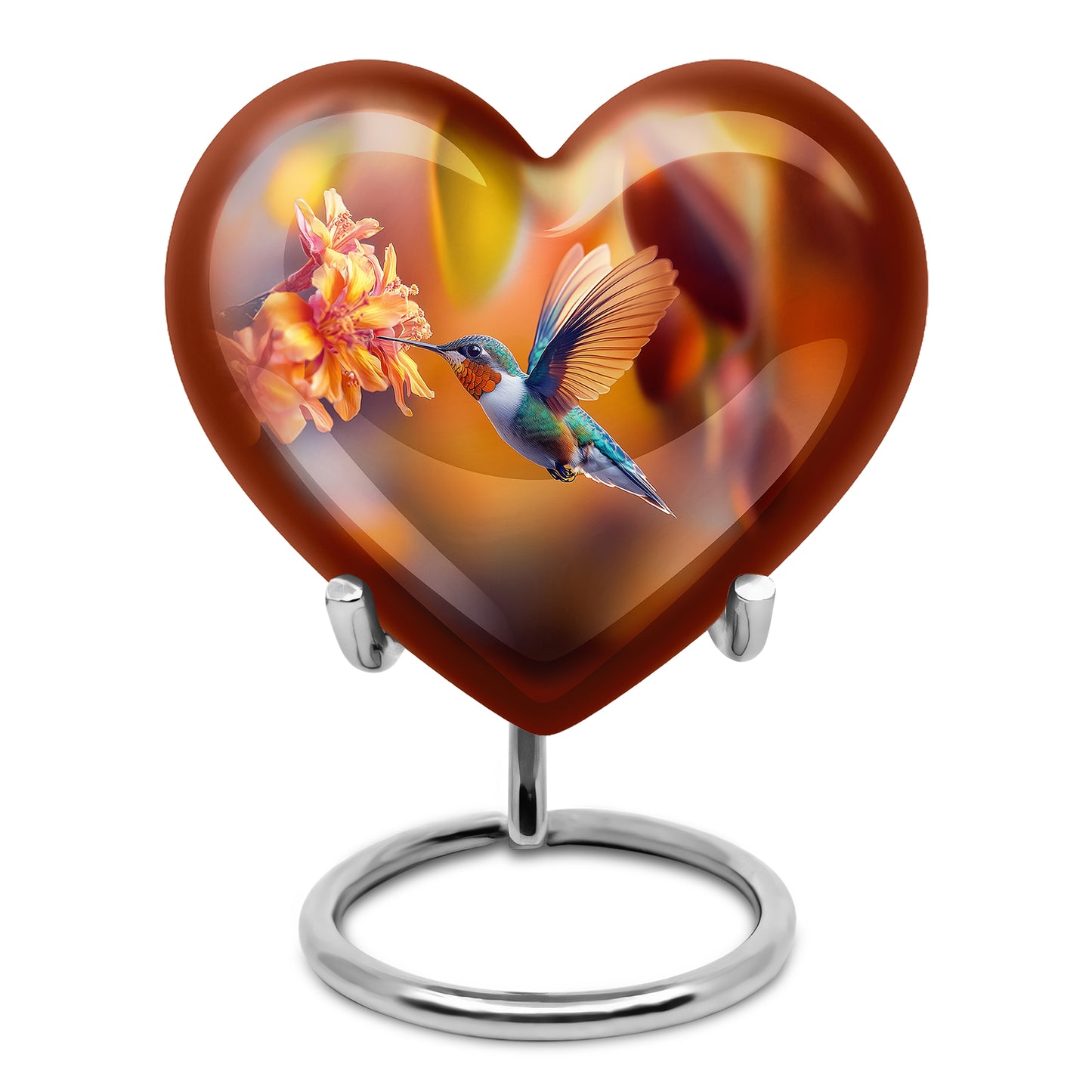 Gold Sacred Hummingbird Cremation Urns for Human Ashes - 10-inch, 200 cu in - Yatskia