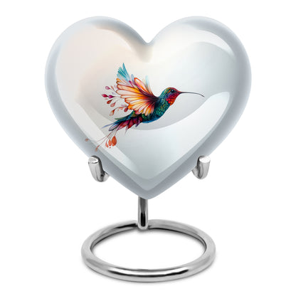 Personalized Hummingbird Cremation Urns - Pristine Silver 10-inch, 200 cu in - Yatskia